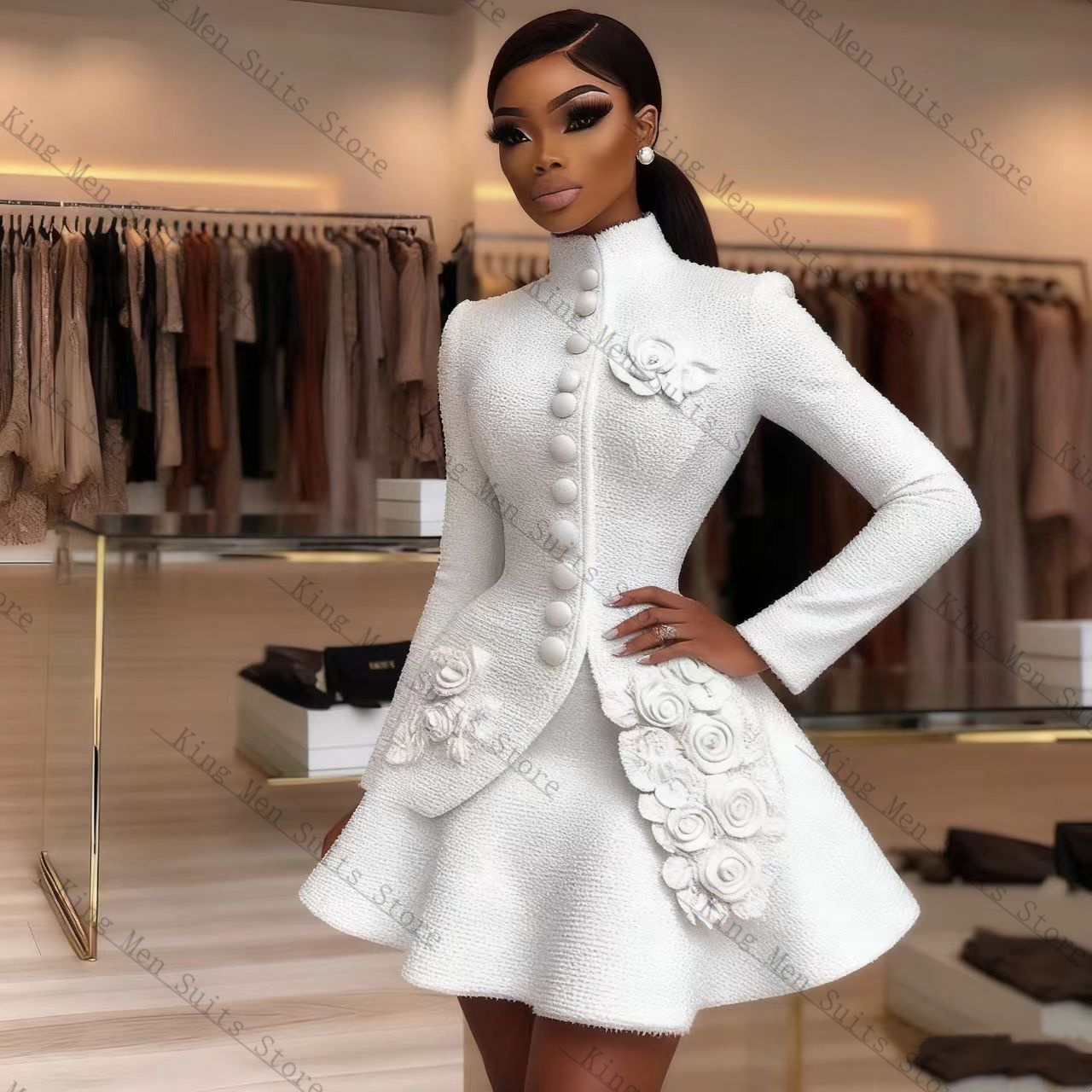 Women'S Formal Wear Jackets - Luxury White Women Suit Set 2