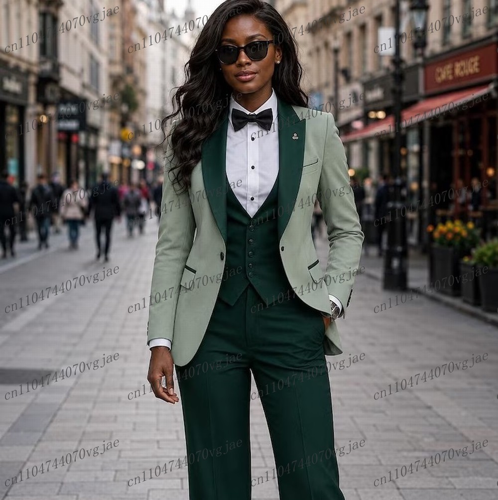 Blazer Set Women Formal - Mint Green And Dark Green Formal