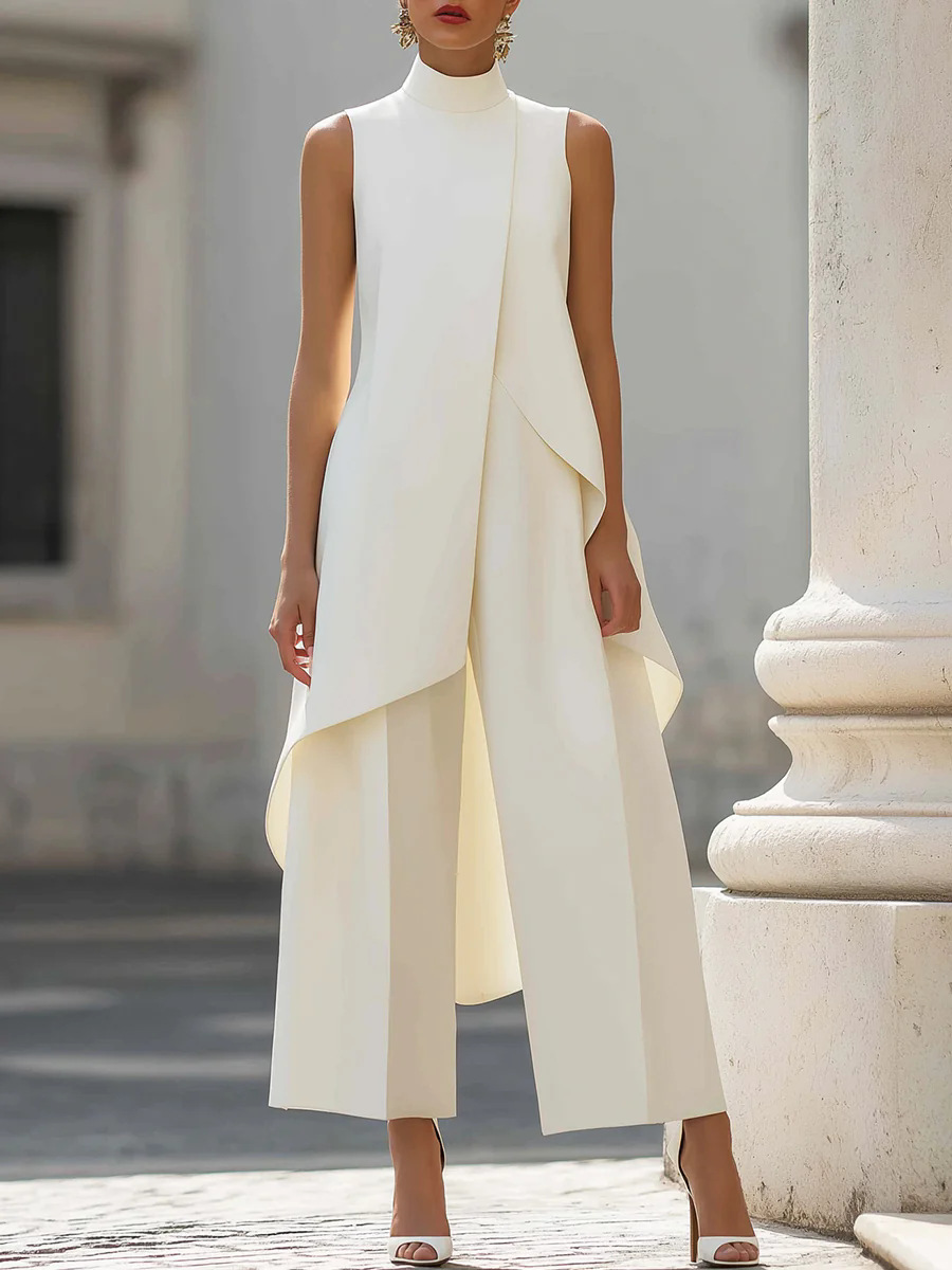 Women'S Formal Wear With Pants - Women's Solid Color Two Piece Sleeveless
