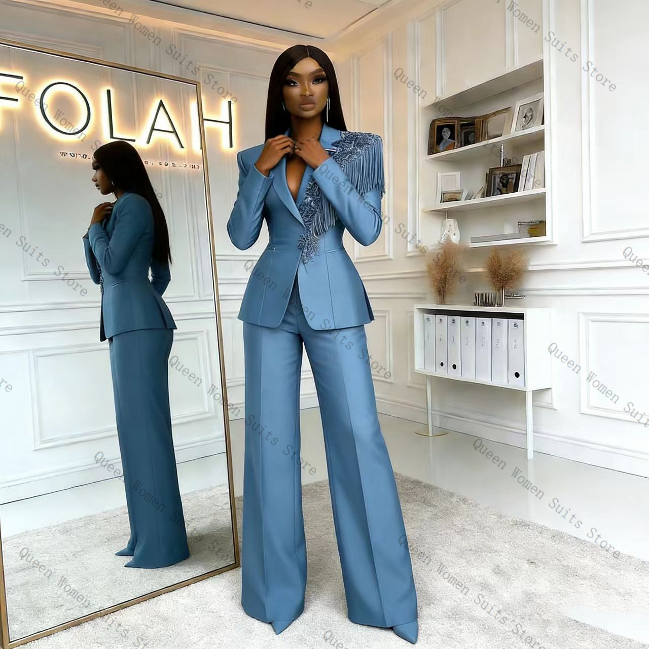 Tassel Blue Women Suit Pants S - đánh giá và giá Women'S Formal Wear Jackets