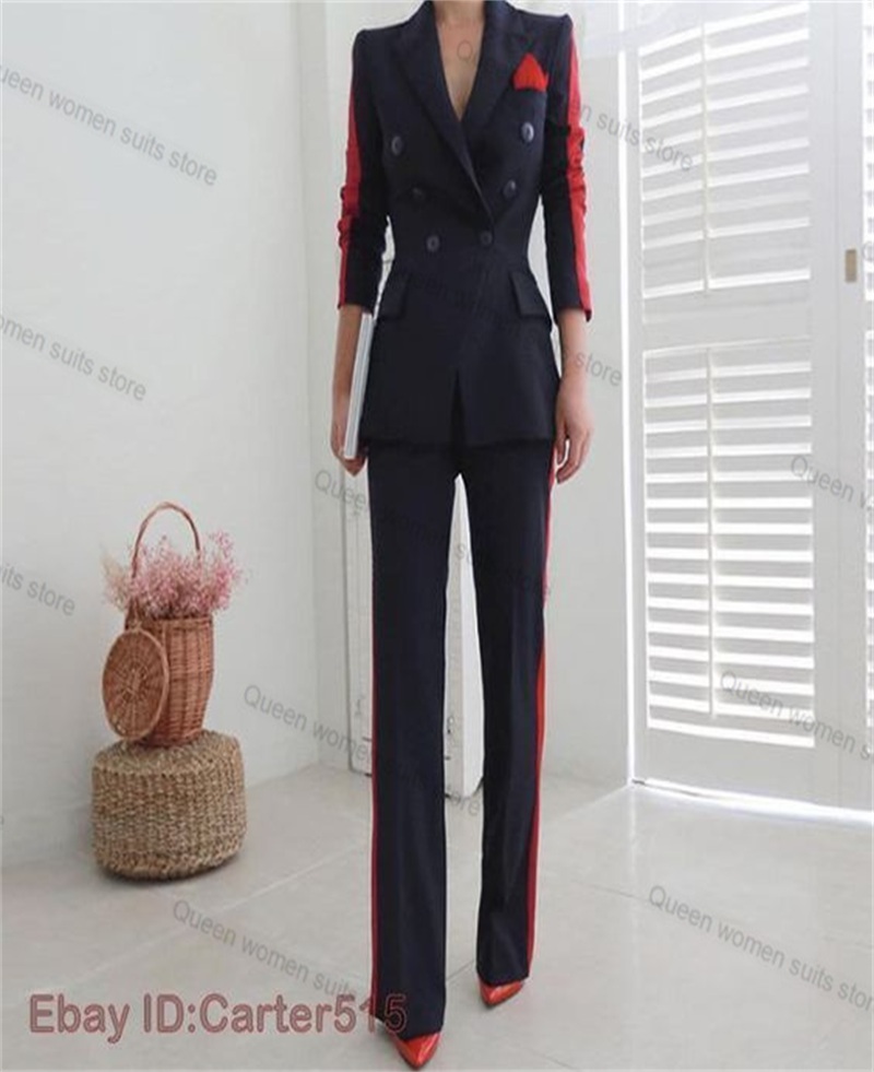 Red Black Autumn Women Suit Se - đánh giá và giá Women Formal Wear With Black Blazer