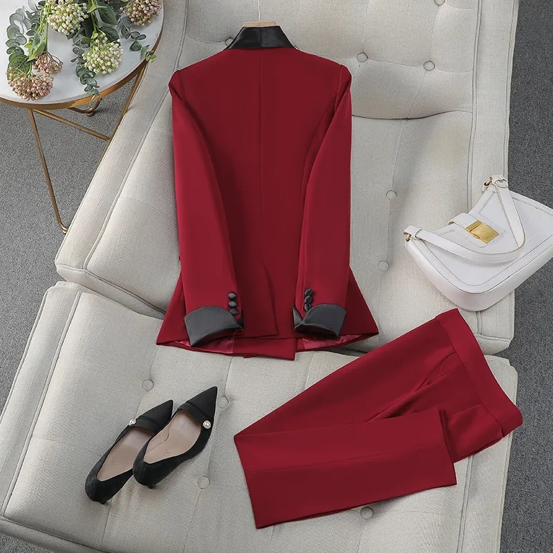 Elegant Red Black Women Pant S - đánh giá và giá Women Formal Wear With Black Blazer