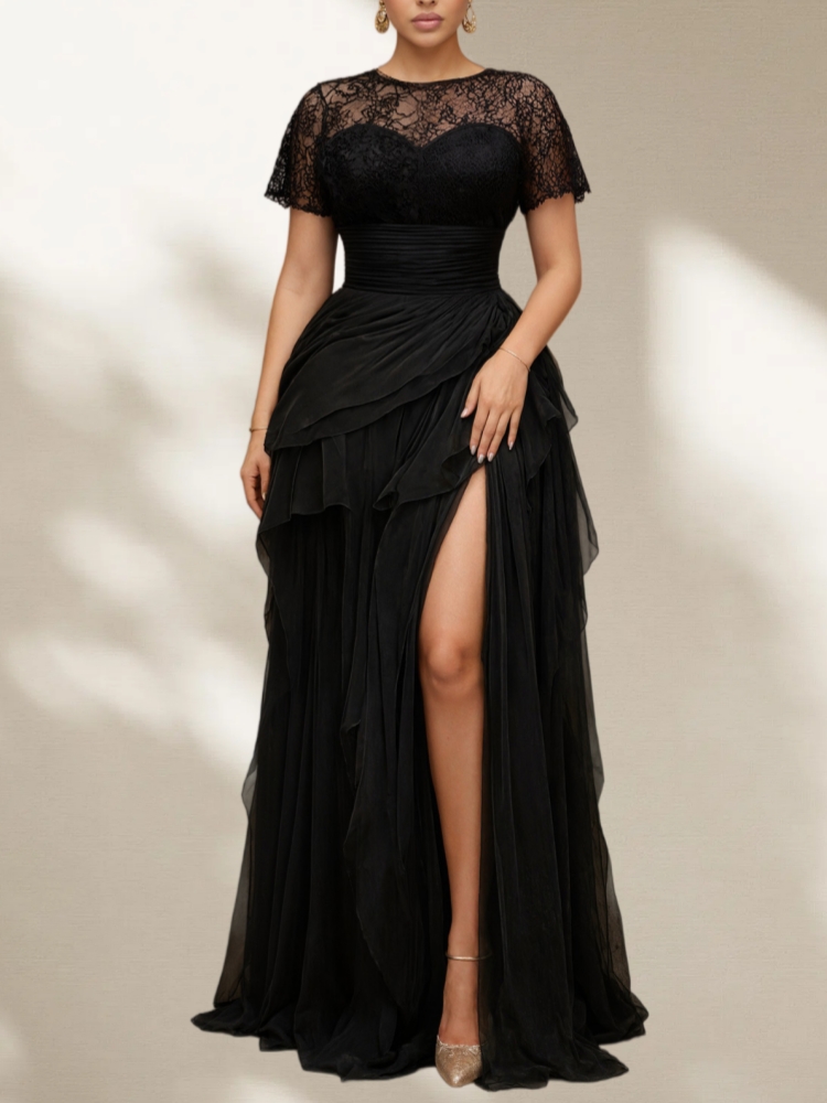 Elegant Plus Size Lace Mesh Ev - đánh giá và giá Vintage Women'S Formal Wear