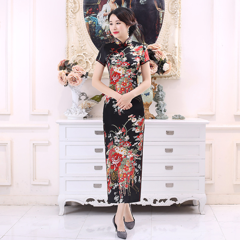 Classic Satin Cheongsam Long D - đánh giá và giá Formal Wear Gowns For Women